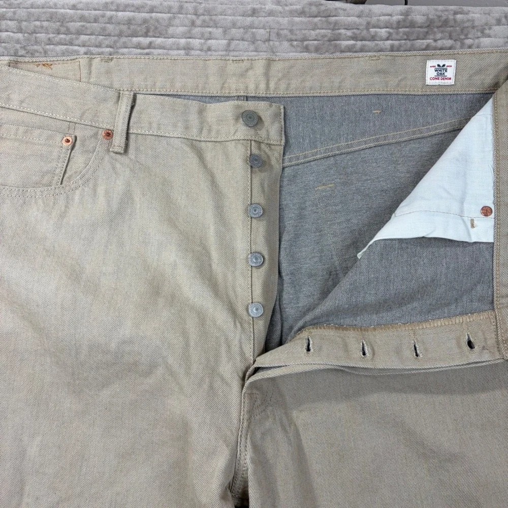 Levi's 501 Original Fit Jeans Beige Cone Denim Button Fly Mens W44 L34‎